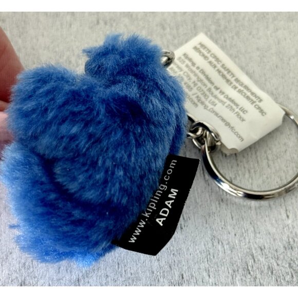 KIPLING Adam Baby Monkey Blue Key Chain Ring Bag Charm Fob Fx Fur - Picture 4 of 5